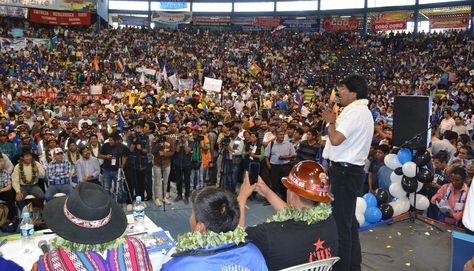 El presidente Evo Morales en la cumbre del Conalcam en Cochabamba
