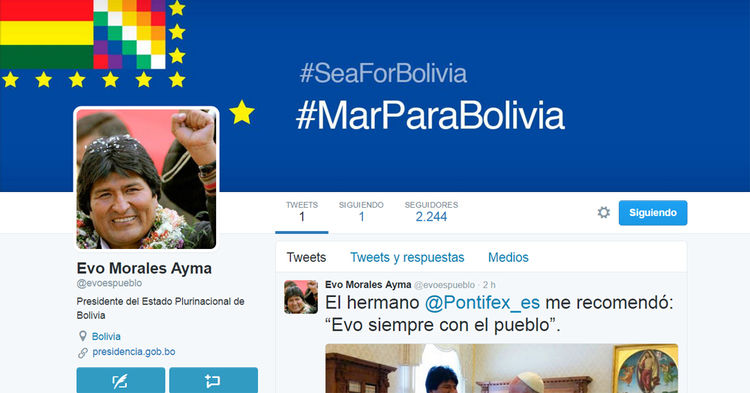 Cuenta Evo Morales, presidente de Bolivia: @evoespueblo