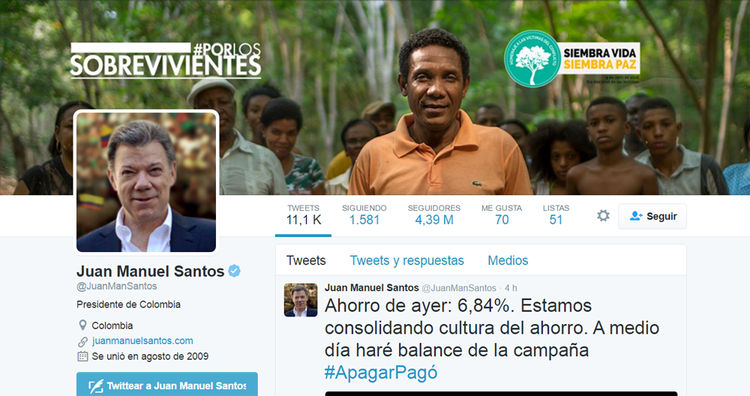 Cuenta Juan Manuel Santos: @JuanManSantos 