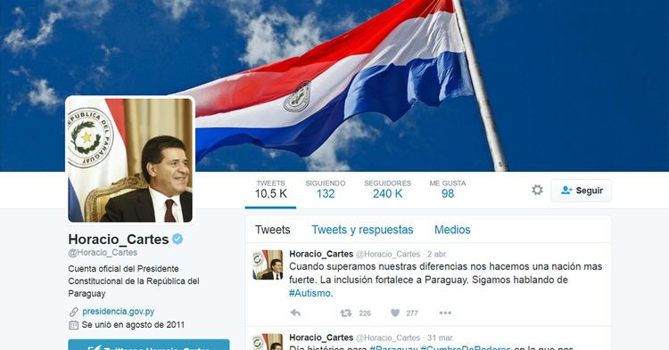 Cuenta Horacio Cartes, presidentes de Paraguay @Horacio_Cartes