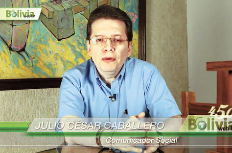 Labor. Caballero expone su punto de vista en una entrevista con la estatal Bolivia Tv desde Santa Cruz.
