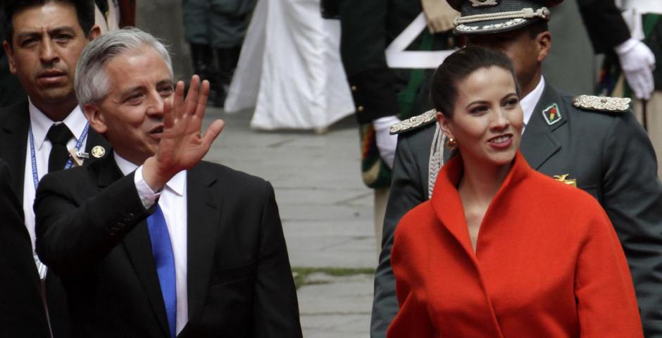 El vicepresidente del Estado, Álvaro García Linera y su esposa Claudia Fernández
