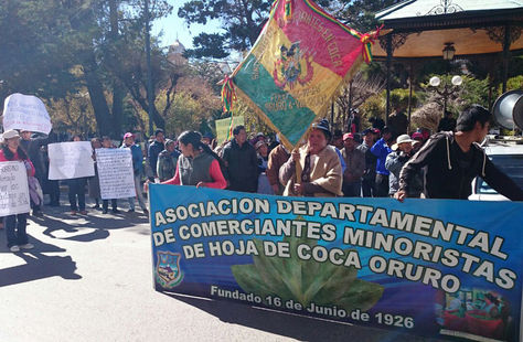 Hoy. La manifestación de los comerciantes minoristas de hoja de coca en Oruro
