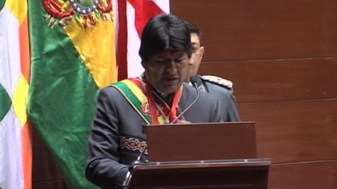 El presidente Evo Morales en la sesión legislativa departamental en homenaje al aniversario de Chuquisaca