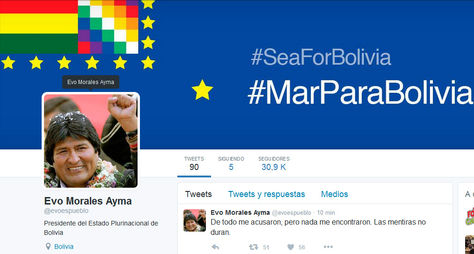 El mensaje de Evo Morales en su cuenta oficial de Twitter.