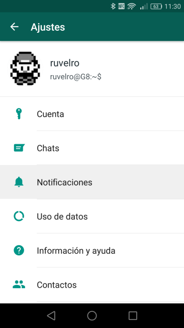 Ajustes de WhatsApp - Notificaciones