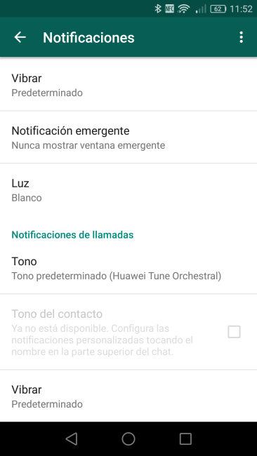 Notificaciones llamadas WhatsApp