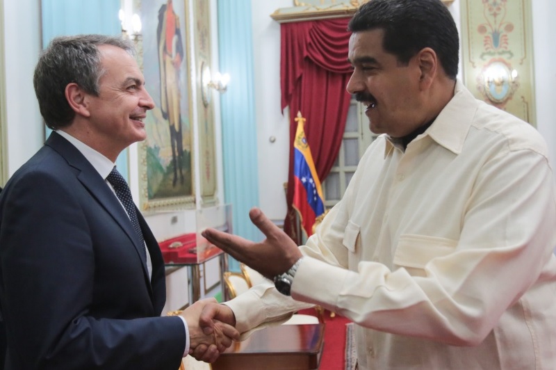 El 18 de mayo de 2016, Nicolás maduro recibió a José Luis Rodríguez Zapatero en el Palacio de Miraflores en Caracas / Minci