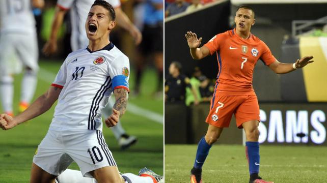 El colombiano James Rodríguez (izq.) y el chileno Alexis Sánchez son pieza clave en sus selecciones. Foto: Internet %image_alt%