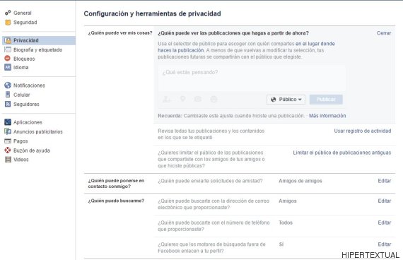 privacidad facebook