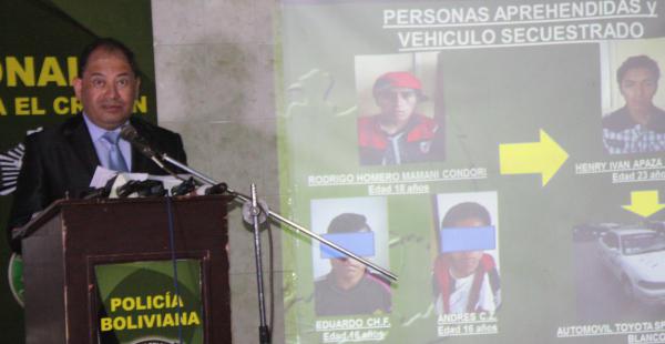 Los delincuentes fueron presentados este lunes por el ministro de Gobierno, Carlos Romero