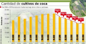 Bolivia registra la erradicación de coca más baja en 13 años
