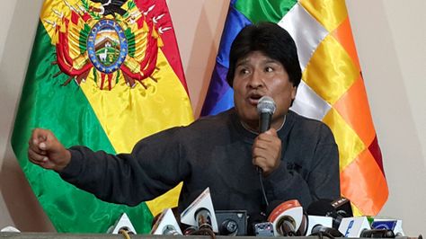El presidente Evo Morales en la conferencia de prensa en la que anunció la defensa de las aguas del Silala en beneficio de la humanidad. Foto: Ángel Guarachi