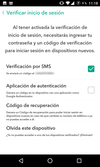 Snapchat - Verificar inicio