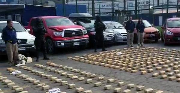 El cargamento de droga fue incautado por carabineros de la vecina nación en la población fronteriza de Iquique.