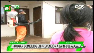 Desinfectan colegios y casas para evitar virus de influenza en Santa Cruz