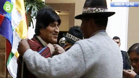 Morales recibió a autoridades de Tiwanaku en Palacio y comprometió proyectos para la localidad