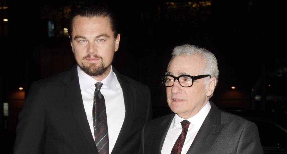 El actor Leonardo DiCaprio y, a la derecha, el cineasta Martin Scorsese. 
