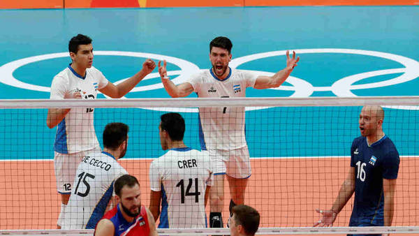 El festejo del equipo argentino en Río de Janeiro. (Lorena Lucca / enviada especial)