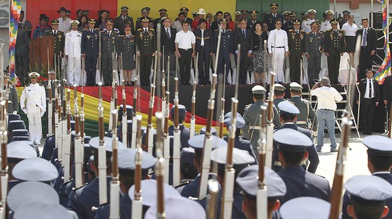 El presidente Evo Morales, ayer en la inauguración de la Escuela Antiimperialista en el municipio cruceño de Warnes. | APG
