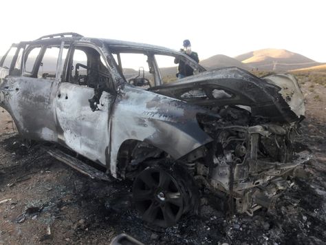 El estado en que fue encontrado el vehículo en el que iban Illanes y su edecán. Foto: Redes sociales