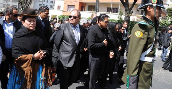 El ministro de Gobierno, Carlos Romero, en el funeral del viceministro Rodolfo Illanes