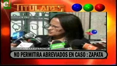 Titulares de TV: Ministra de Transparencia anunció que no permitirá abreviados en el caso Zapata