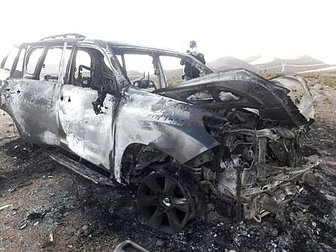 El estado en que fue encontrado el vehículo en el que iban Illanes y su edecán. Foto: Redes sociales