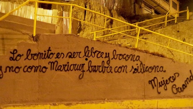 Generan polémica graffitis de Mujeres Creando en contra de Maricruz Ribera