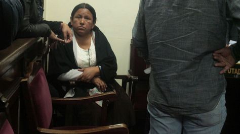 La exministra Nemesia Achacollo en la audiencia judicial que rechazó su pedido de libertad