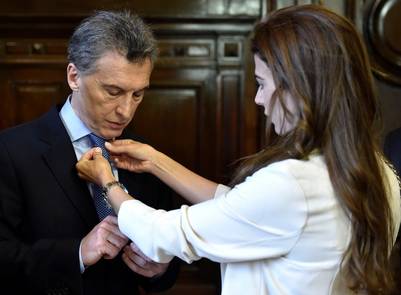 Juliana Awada y Macri en la previa del Mini Davos.