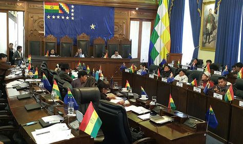 El pleno de la Cámara de Senadores en plena sesión. Foto: La Razón