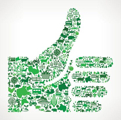 Thumbs Up Farming and Agriculture Green Icon Pattern