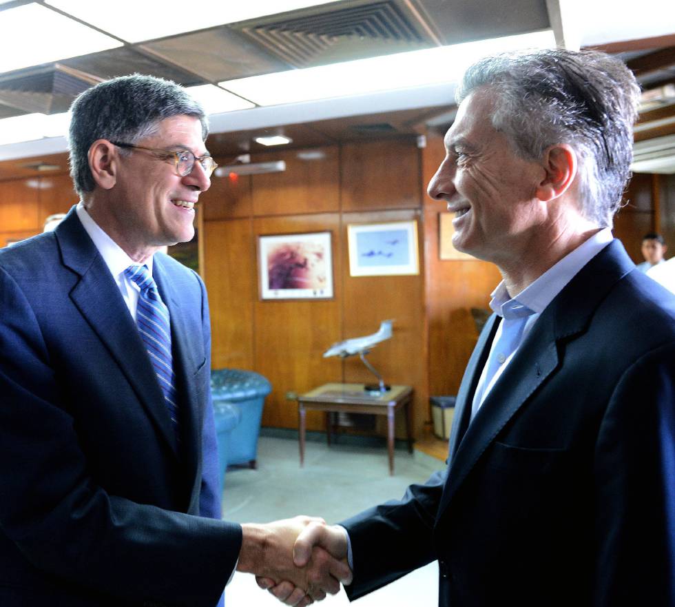 Jack Lew junto al presidente argentino, Mauricio Macri. Jack Lew junto al presidente argentino, Mauricio Macri.