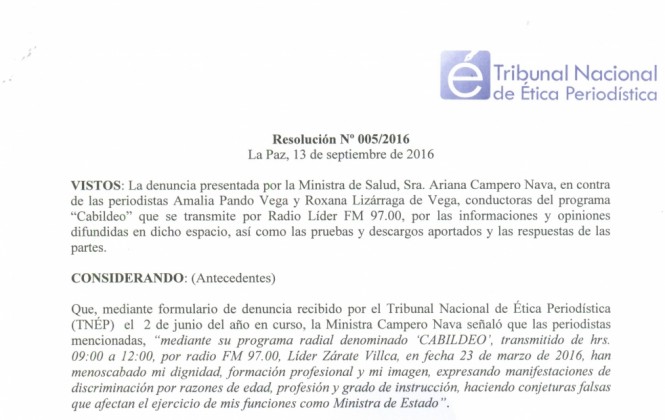 Amalia Pando dice que es justo el fallo del Tribunal de Ética Periodística Amalia Pando dice que es justo el fallo del Tribunal de Ética Periodística