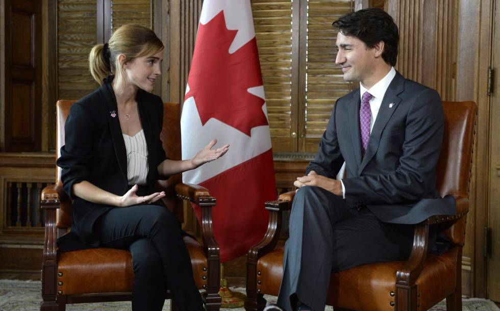 La actriz Emma Watson y el primer minsitro de Canadá Justin Trudeau, en su reunión en Ottawa celebrada este miércoles.