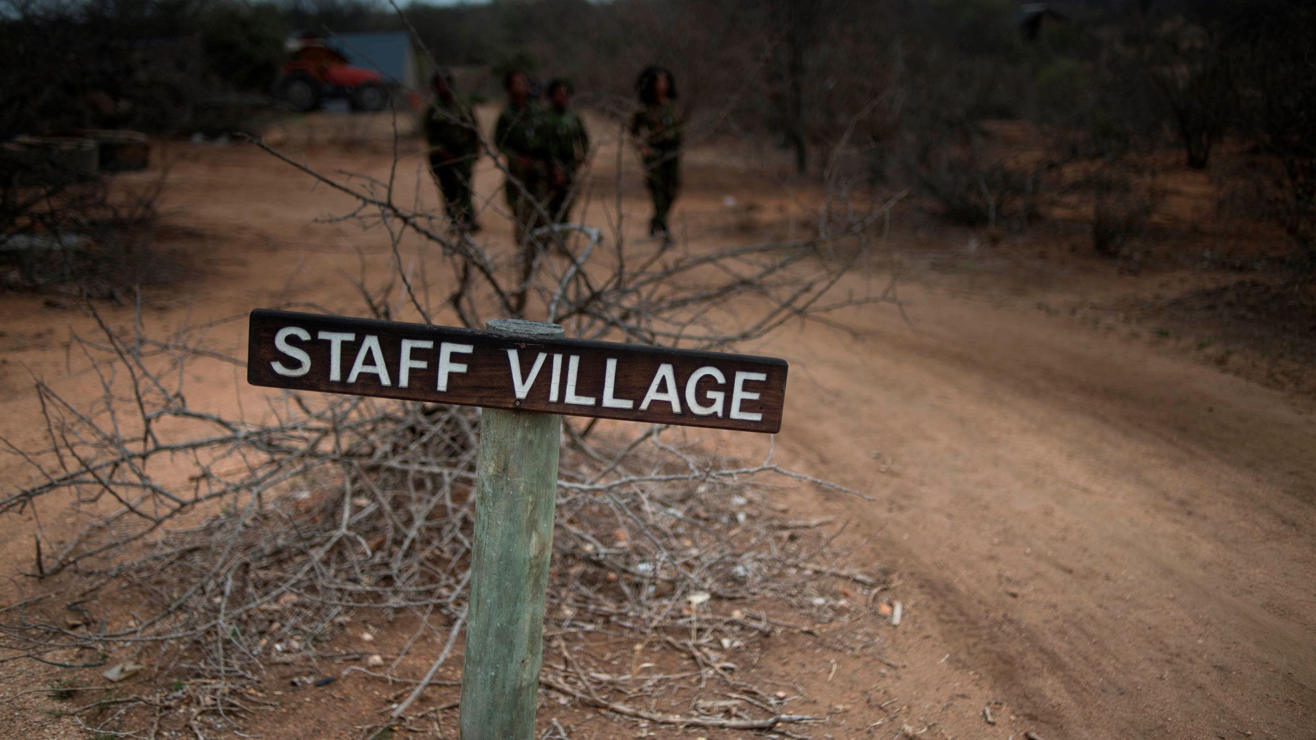 Mientras trabajan en la reserva, las Black Mambas viven en chozas que comparten entre tres o cuatro personas (AFP)