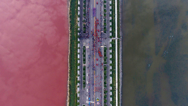 El lago Xiechi , al sur de la ciudad china de Yuncheng