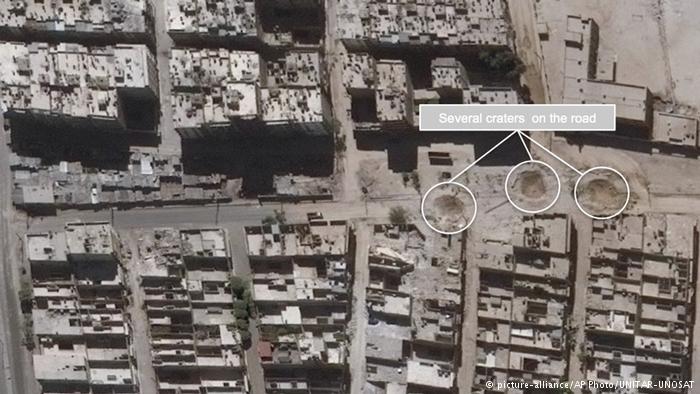 Imagen satelital de ataques aéreos en Siria.