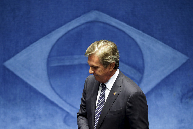 El sendaro y expresidente de Brasil, Fernando Collor de Mello durante una sesión del Senado en Brasilia. 14 de julio de 2015.