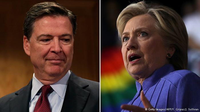 El director del FBI, James Comey, y la excandidata presidencial demócrata, Hillary Clinton