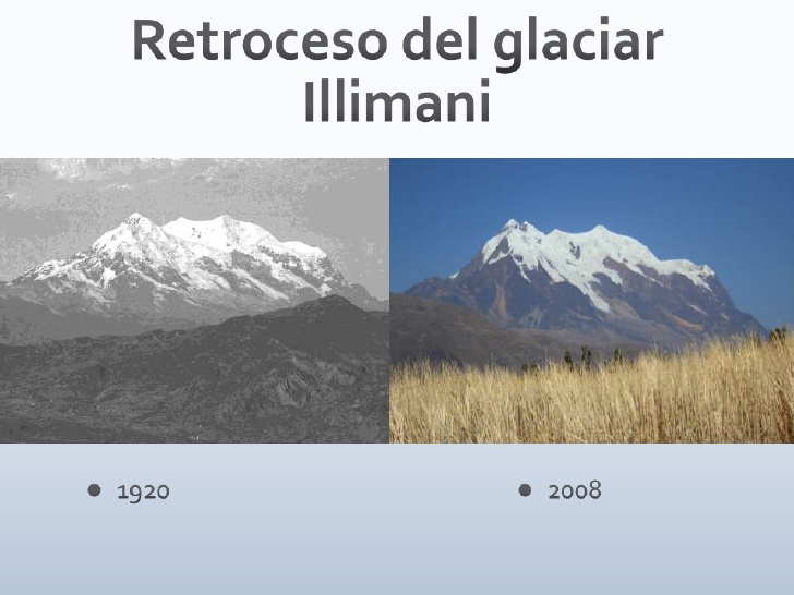 Retroceso del glaciar Illimani<br />1920<br /><ul><li>2008</li></li></ul><li>
