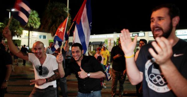 Festejo en Miami tras la muerte de Fidel