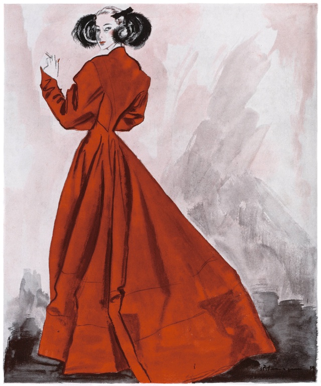 Diseño de un abrigo de lana de Balenciaga de 1940.