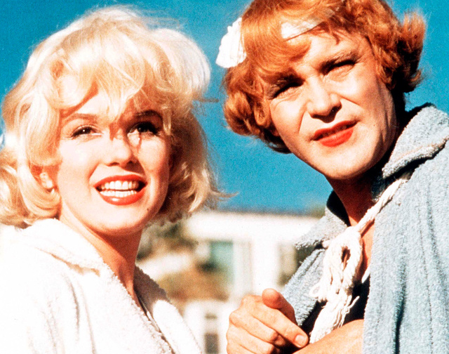 Marilyn Monroe y Jack Lemmon durante el rodaje de 