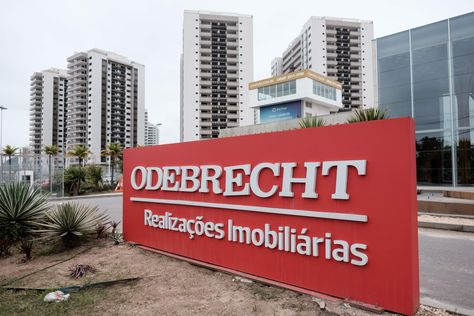 El logo de la empresa Odebretch en Río de Janeiro. Foto: AFP