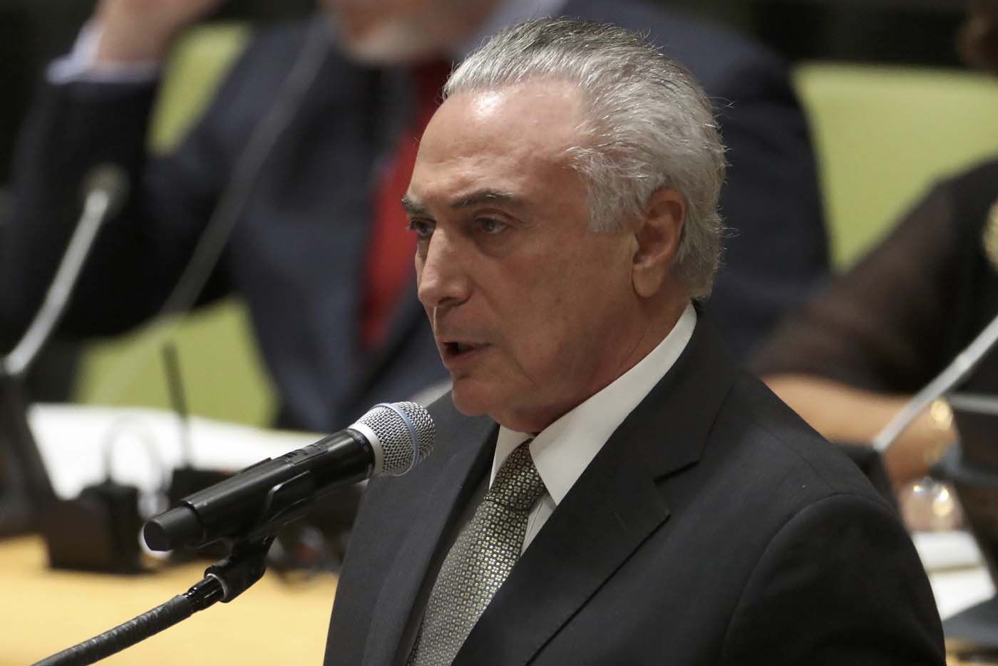 President Michel Temer of Brazil speaks during a high-level meeting on addressing large movements of refugees and migrants at the United Nations General Assembly in Manhattan, New York, U.S. September 19, 2016. REUTERS/Carlo Allegri
