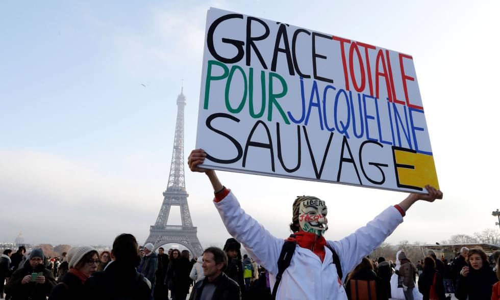 Manifestación a favor de Sauvage el pasado 10 de diciembre en París.