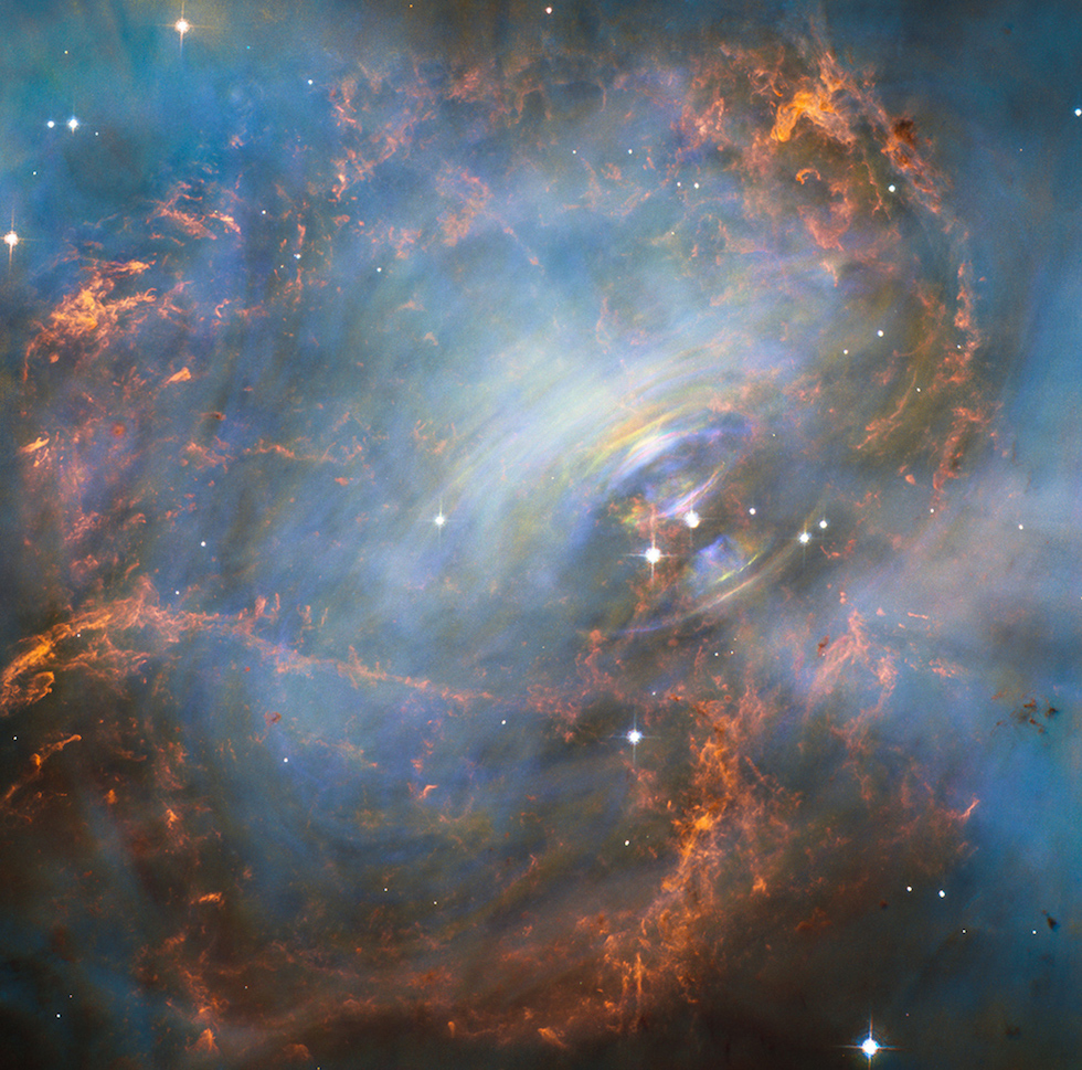 Una nueva imagen de la Nebulosa del Cangrejo, a 6500 años luz de la tierra y visible en la constelación de Toro (Hubble, NASA/ESA)