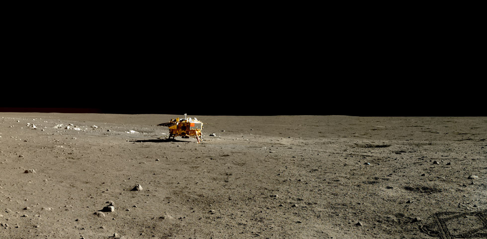 Foto de la Agenzia espacial china (CNSA) de la misión Chang’e 3 difundida a principio de año que muestra el rover Yutu, aterrizado en la Luna en 2013(CNSA)